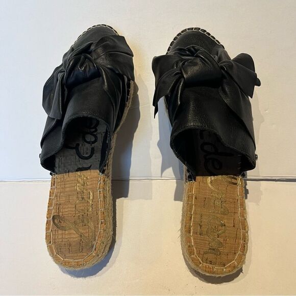 Sam Edelman Women's Espadrilles Black Leather Bow Top Size 9M Lynda - Picture 8 of 12